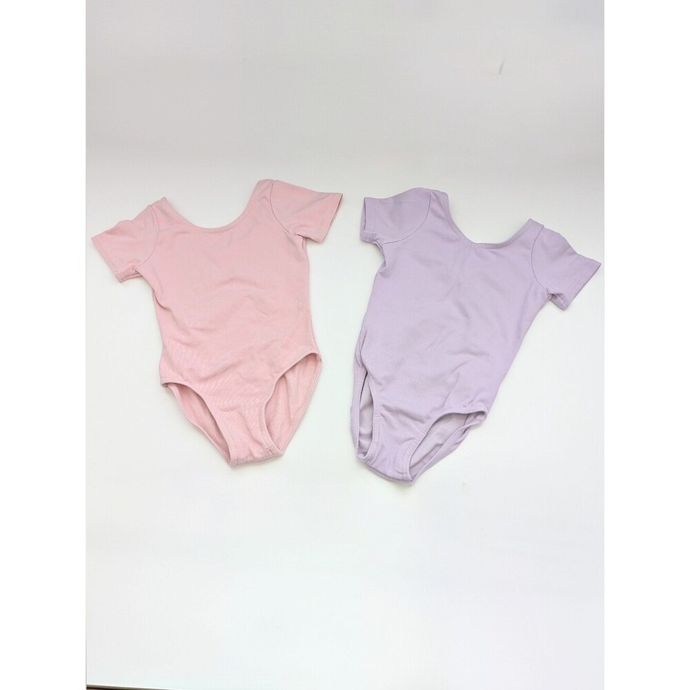 Bundle of 2 Mondor Girls' (6X-7) Short-Sleeve Dance Ballet Leotards/Bodysuits